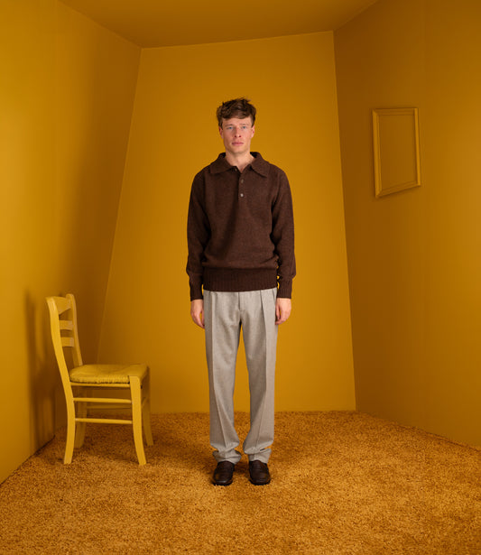 3 button polo knit - Brown
