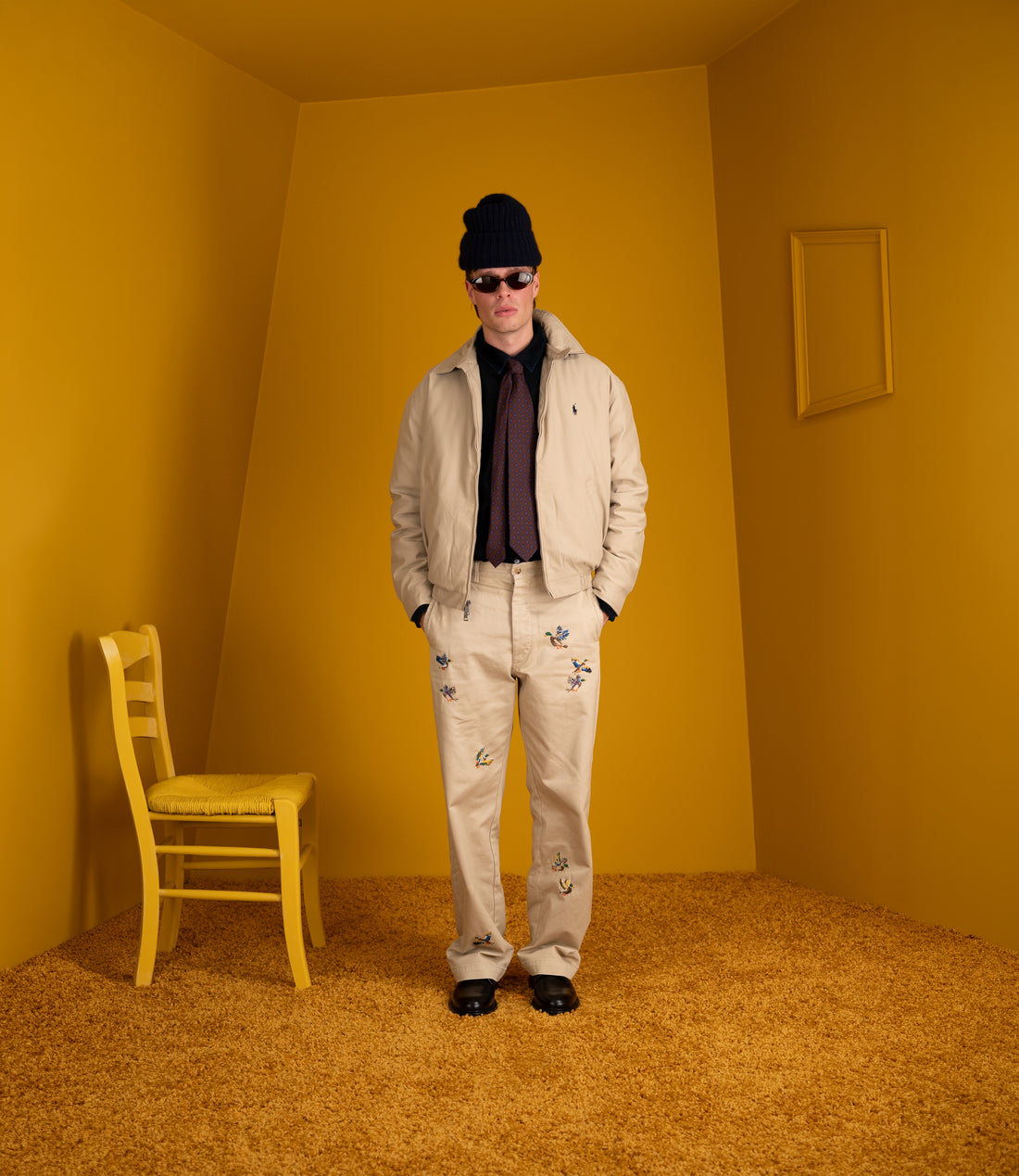 Big fit chino duck embroidered - Kahki