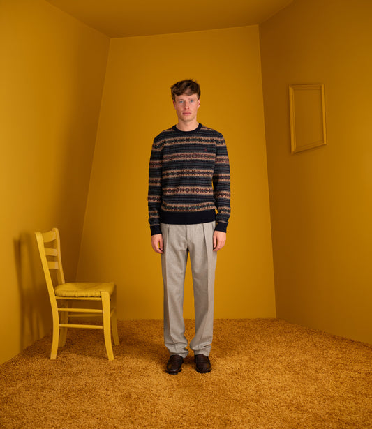 Fair Isle-knit wool sweater - Navy combo