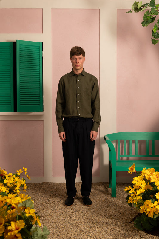 The Linen Summer Shirt - Khaki green