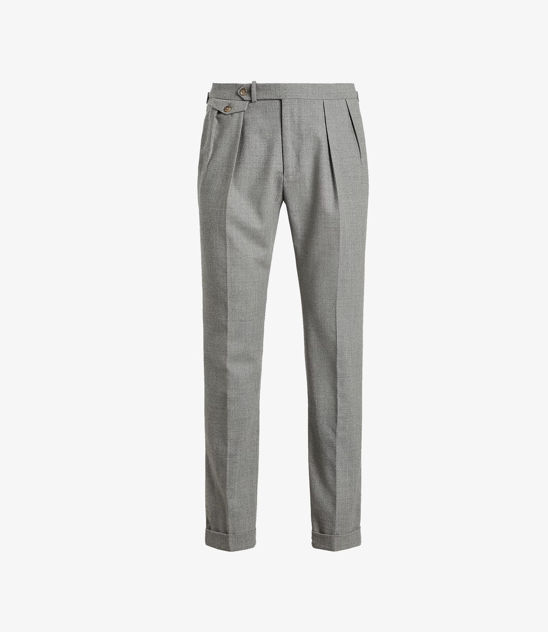 Pleated wool flannel trousers - Light grey