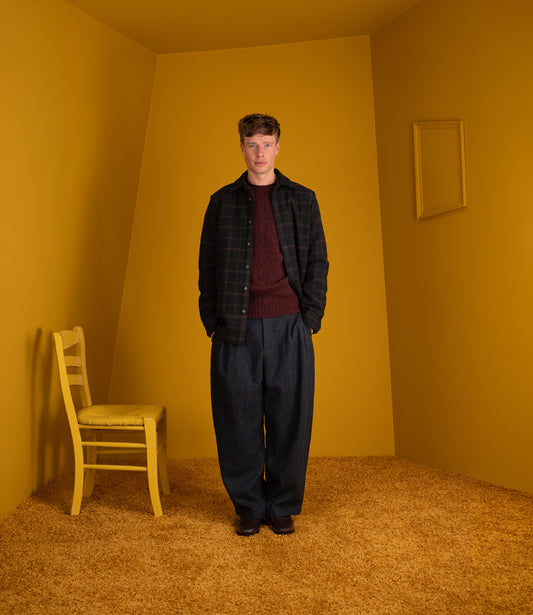 Yesa Trousers - navy pinstripe