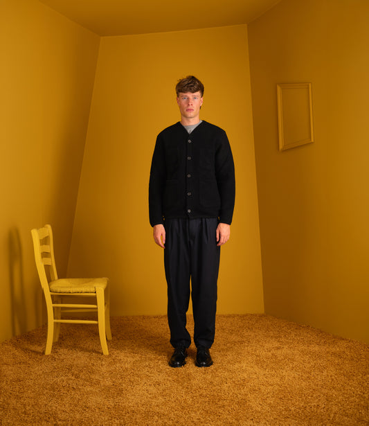 Wool fleece cardigan - Black