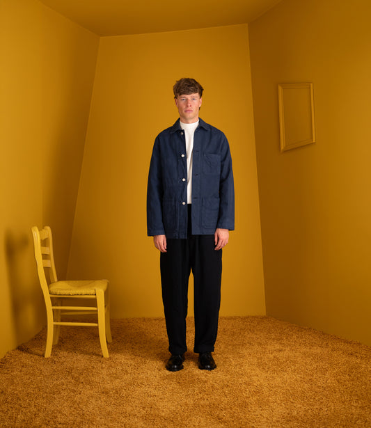 Cotton Duck Canvas Five-Pocket Chore Jacket - Navy
