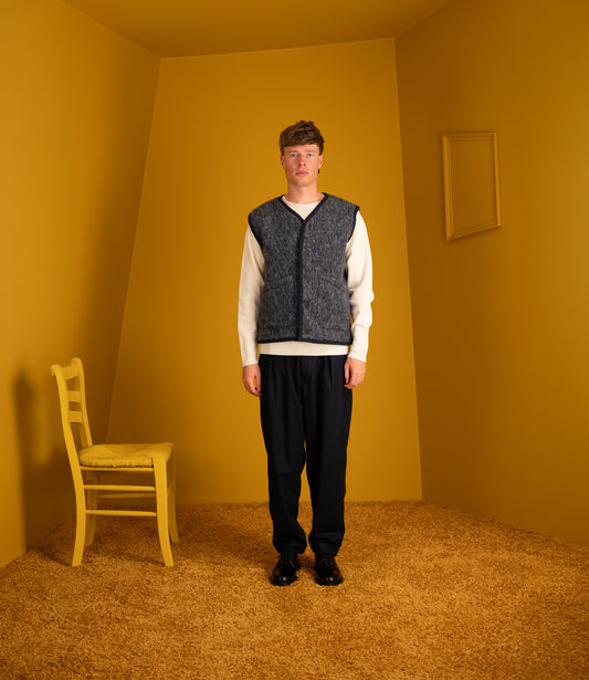 Lancaster gilet losso mohari - Navy / pale grey