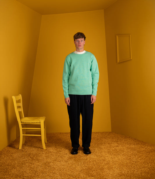 Longsleeve 100% merino milano rip - Pastel green