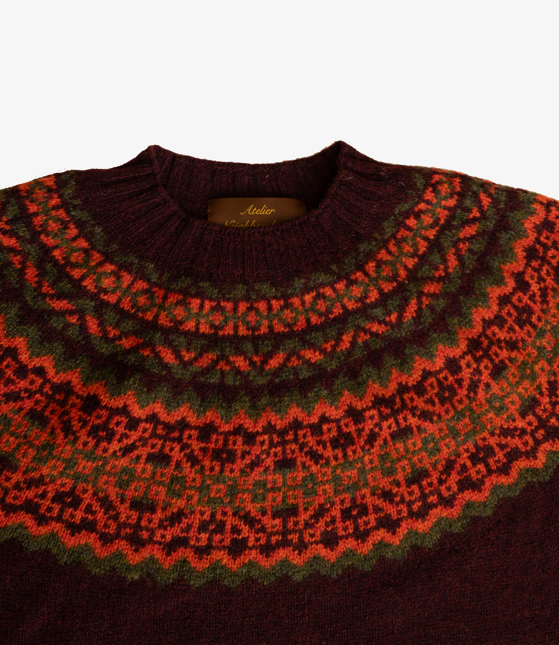 2 colour contrast crew neck sweater - Burgundy
