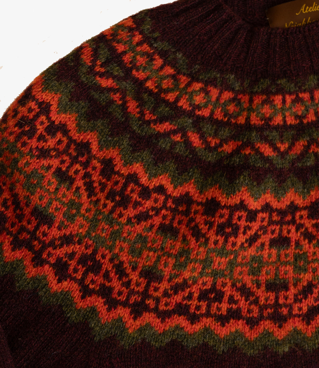 2 colour contrast crew neck sweater - Burgundy