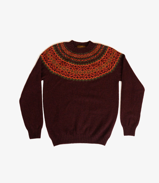 2 colour contrast crew neck sweater - Burgundy