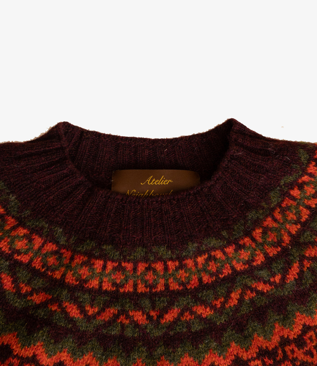 2 colour contrast crew neck sweater - Burgundy