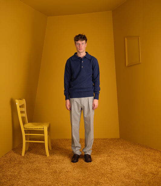 3 button polo knit - Navy