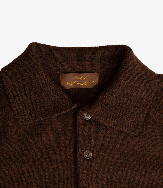 3 button polo knit - Brown