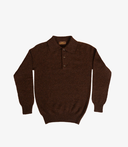 3 button polo knit - Brown