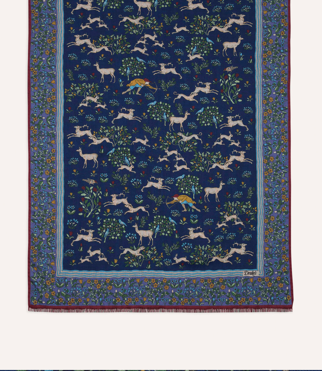 Archival Animals Wool-Silk Scarf - Navy & Blue