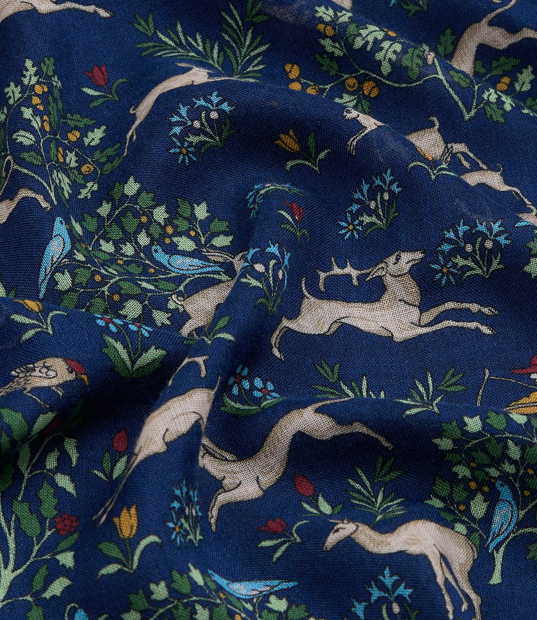 Archival Animals Wool-Silk Scarf - Navy & Blue
