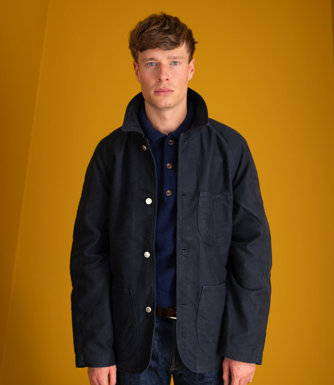 Japanese Moleskin Raglan Chore - Navy