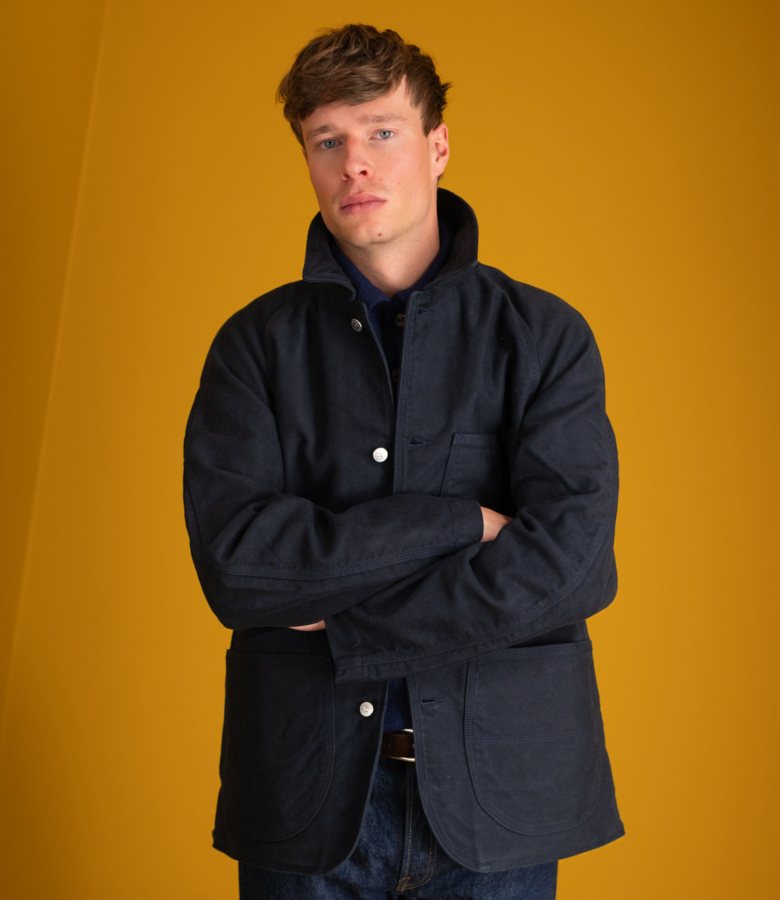 Japanese Moleskin Raglan Chore - Navy