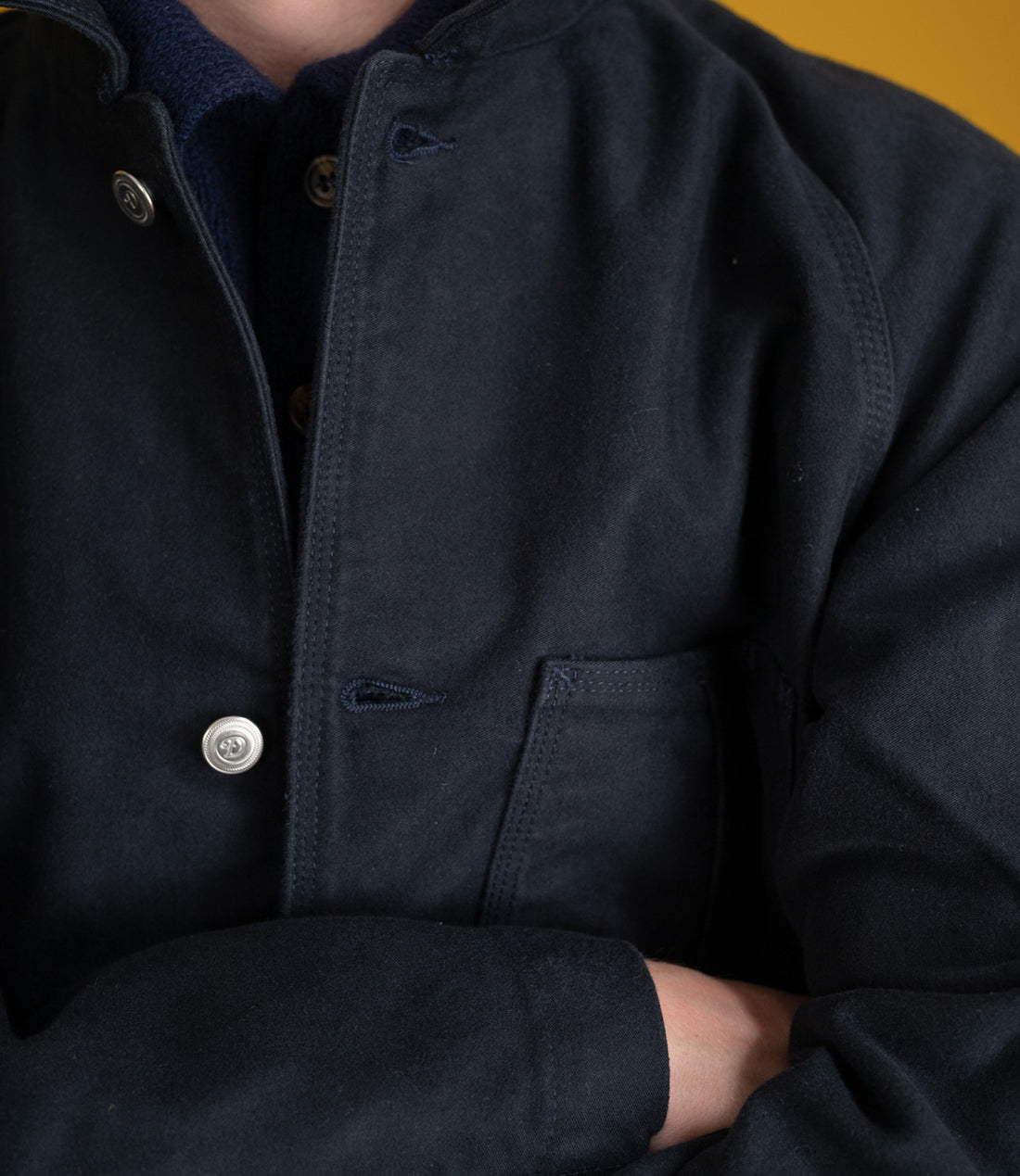 Japanese Moleskin Raglan Chore - Navy