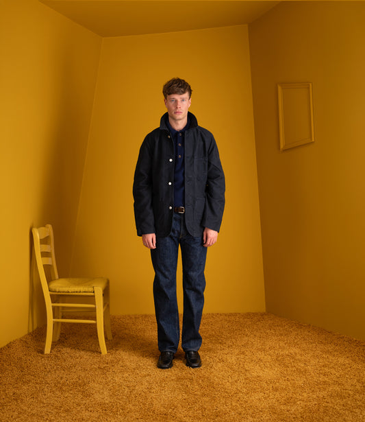Japanese Moleskin Raglan Chore - Navy
