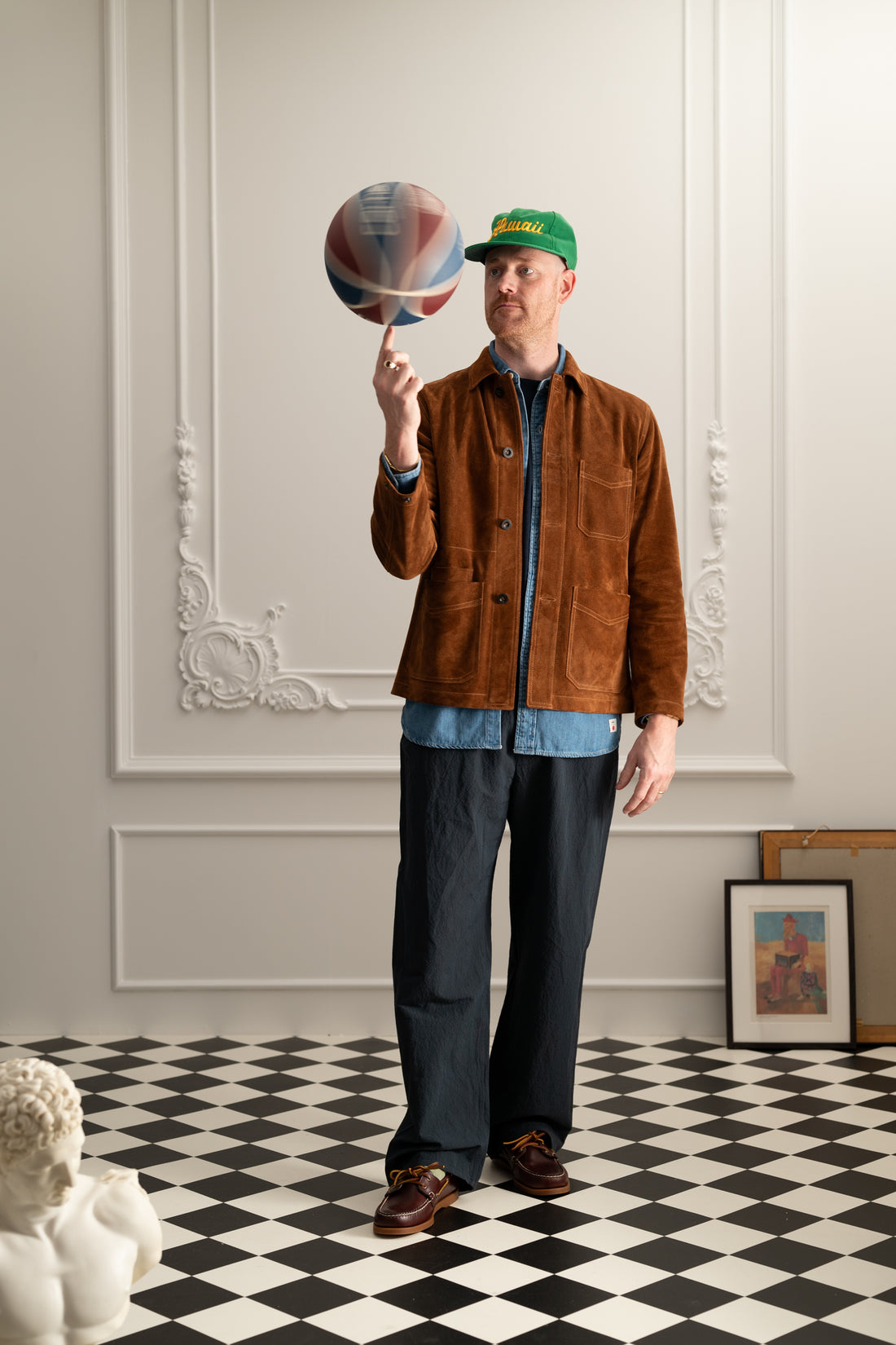 Heavyweight Suede Five-Pocket Chore Jacket - Rust