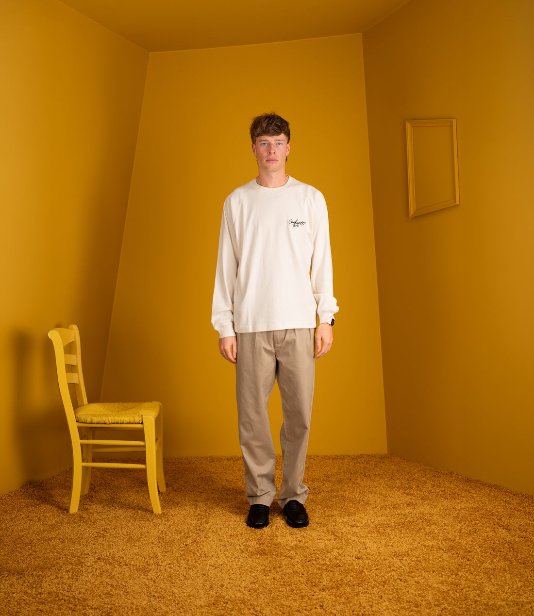 L/S Signature Rib T-Shirt - Wax / black