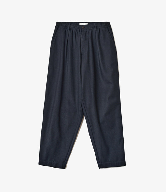 Pleated track pant recycled tweed - Navy