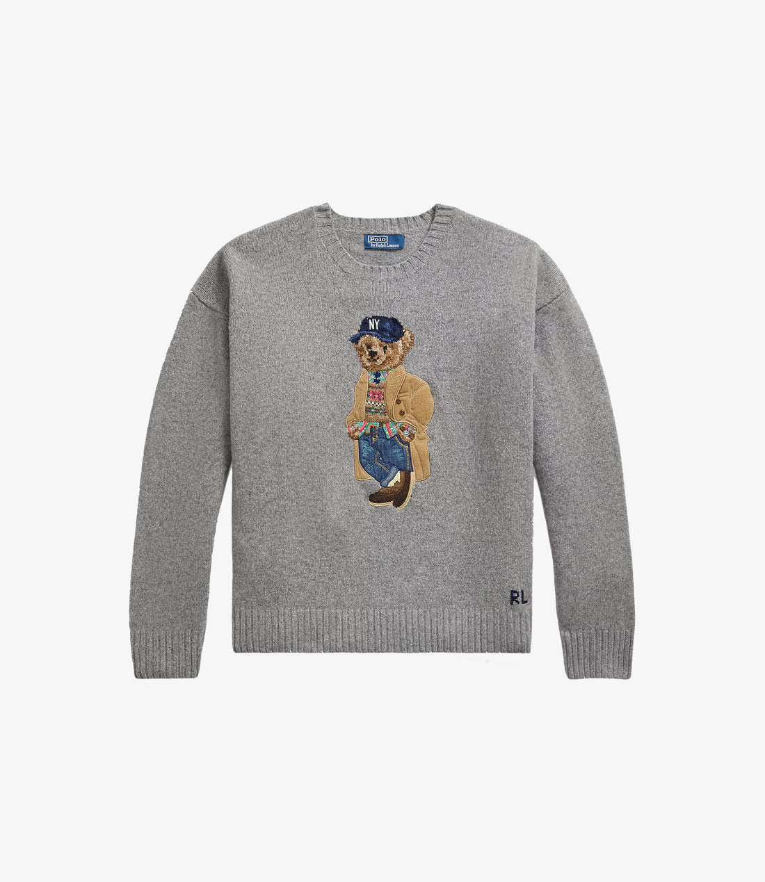 Polo bear wool blend sweater pullover - Grey combo