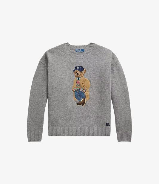 Polo bear wool blend sweater pullover - Grey combo