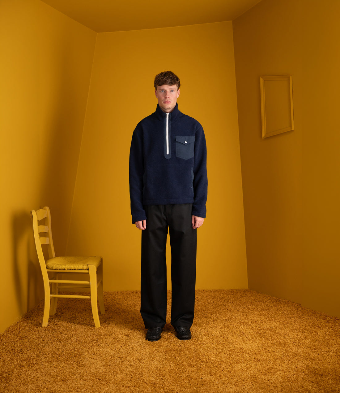 Quarter Zip Fleece - Navy & Green