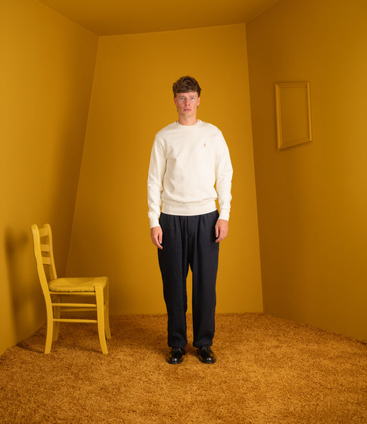 Classic knit pullover sweatshirt -Clubhouse creame