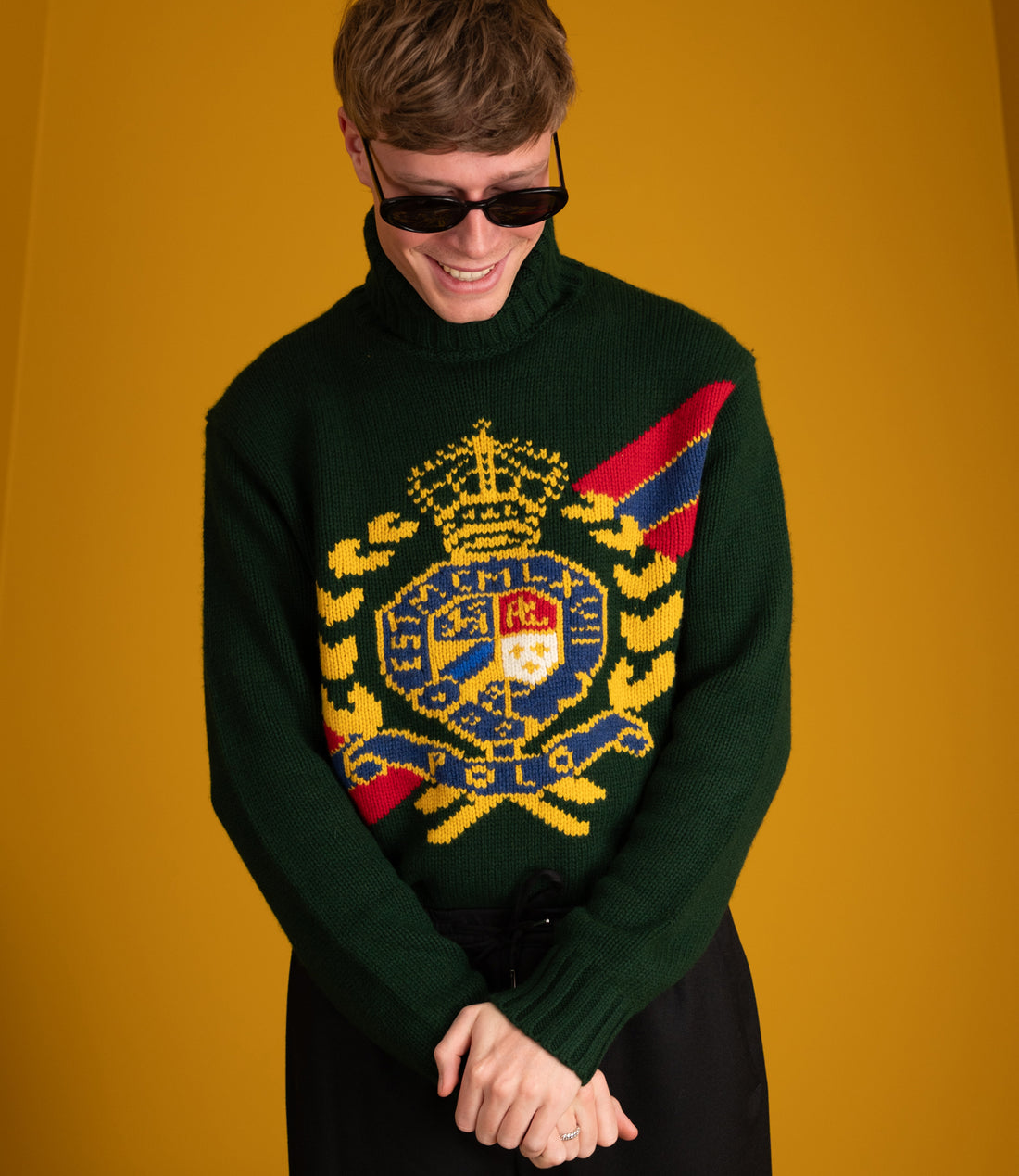 Roll-neck pullover holiday sweater - Olive green