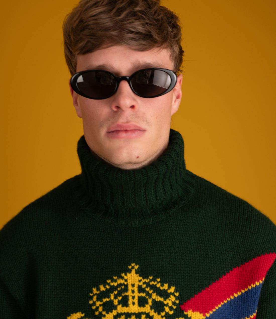 Roll-neck pullover holiday sweater - Olive green