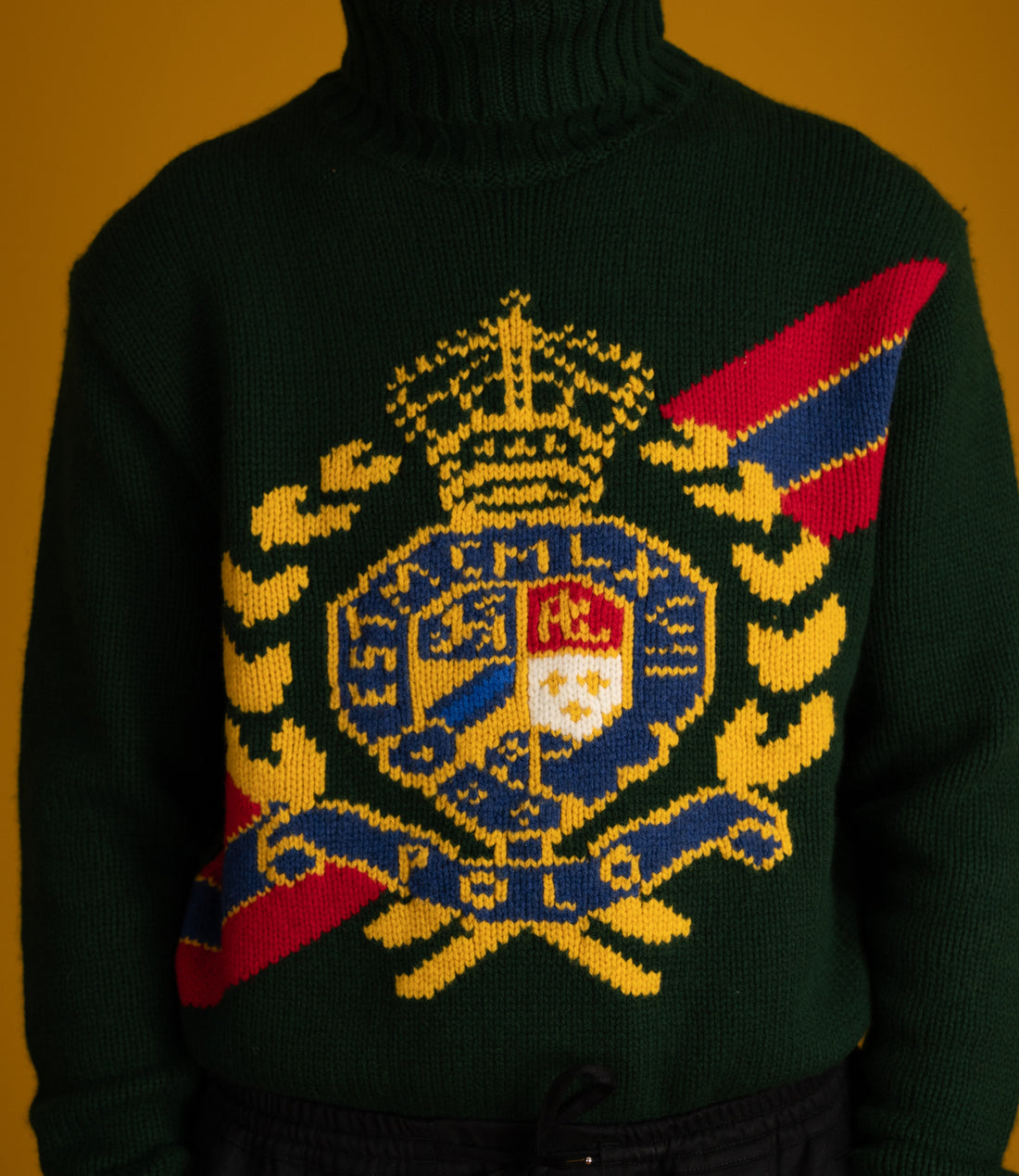 Roll-neck pullover holiday sweater - Olive green