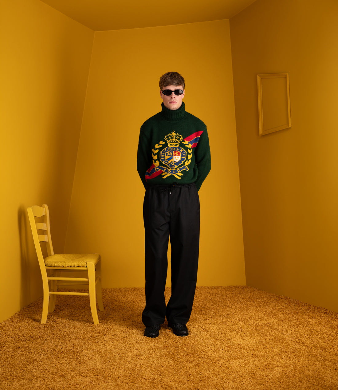 Roll-neck pullover holiday sweater - Olive green
