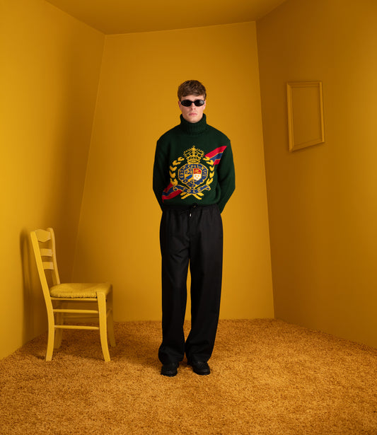 Roll-neck pullover holiday sweater - Olive green