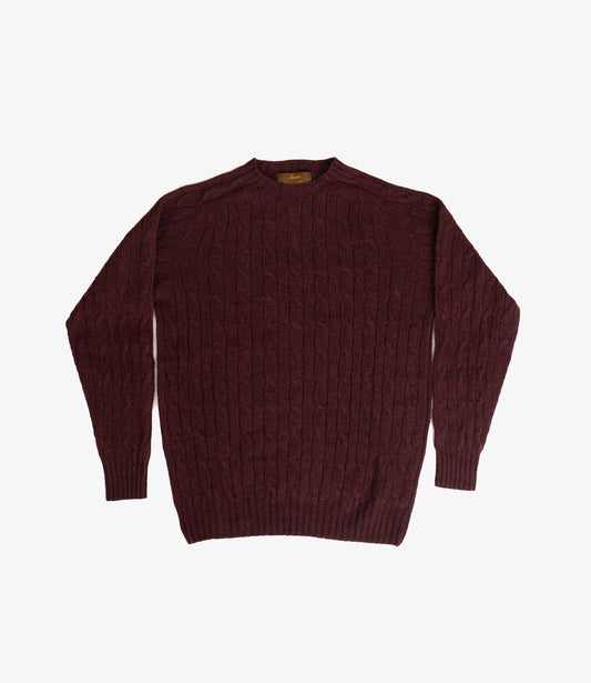 Soft cable crew neck sweater - Bordeaux