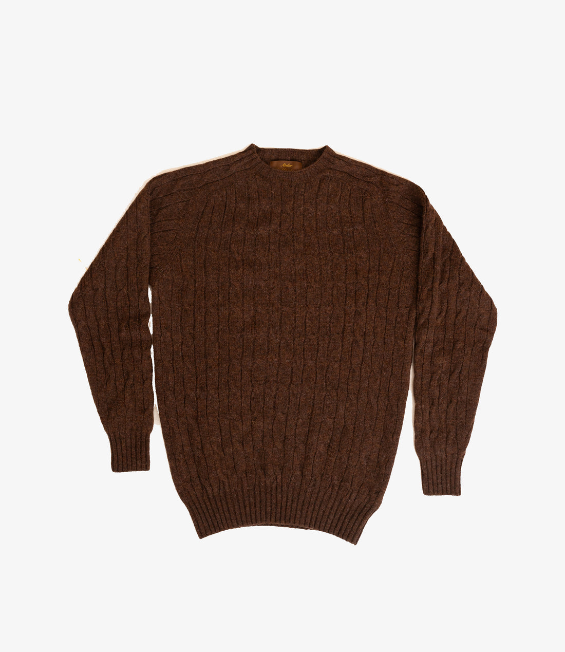 Soft cable crew neck sweater - Brown