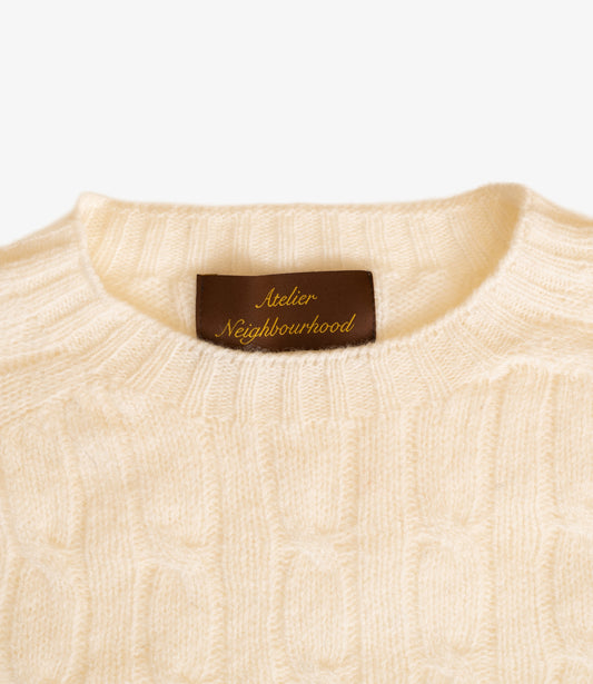 Soft cable crew neck sweater - Snow