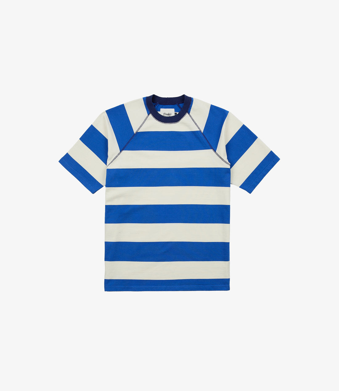 Block stripe raglan tee - White & blue