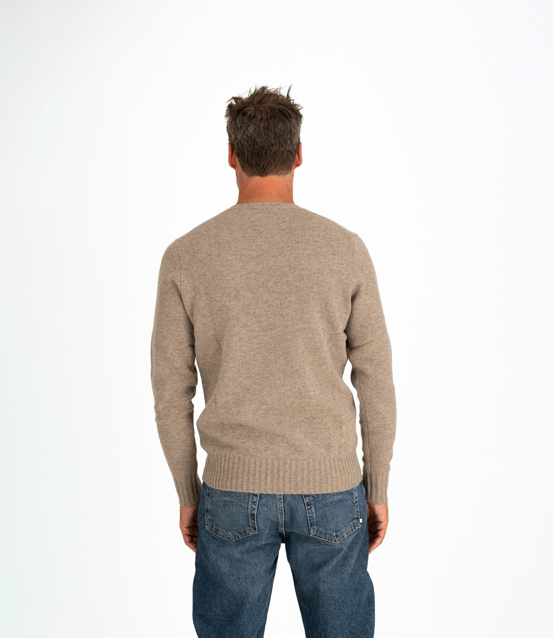 Pull ras-du-cou en laine et cachemire - Gris chiné