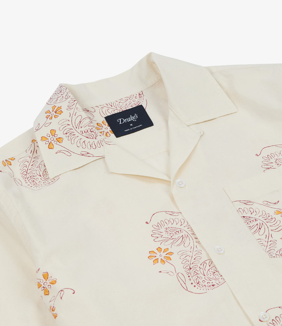 Floral Blk Print SS Camp Collar - Off W/Burg