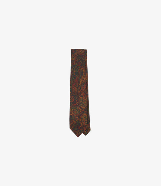 Floral Paisley Habotai Silk Tie - Blue