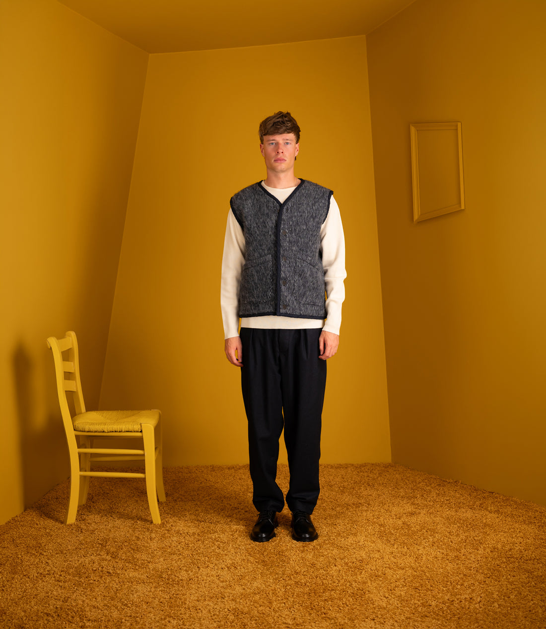 Lancaster gilet losso mohari - Navy / pale grey