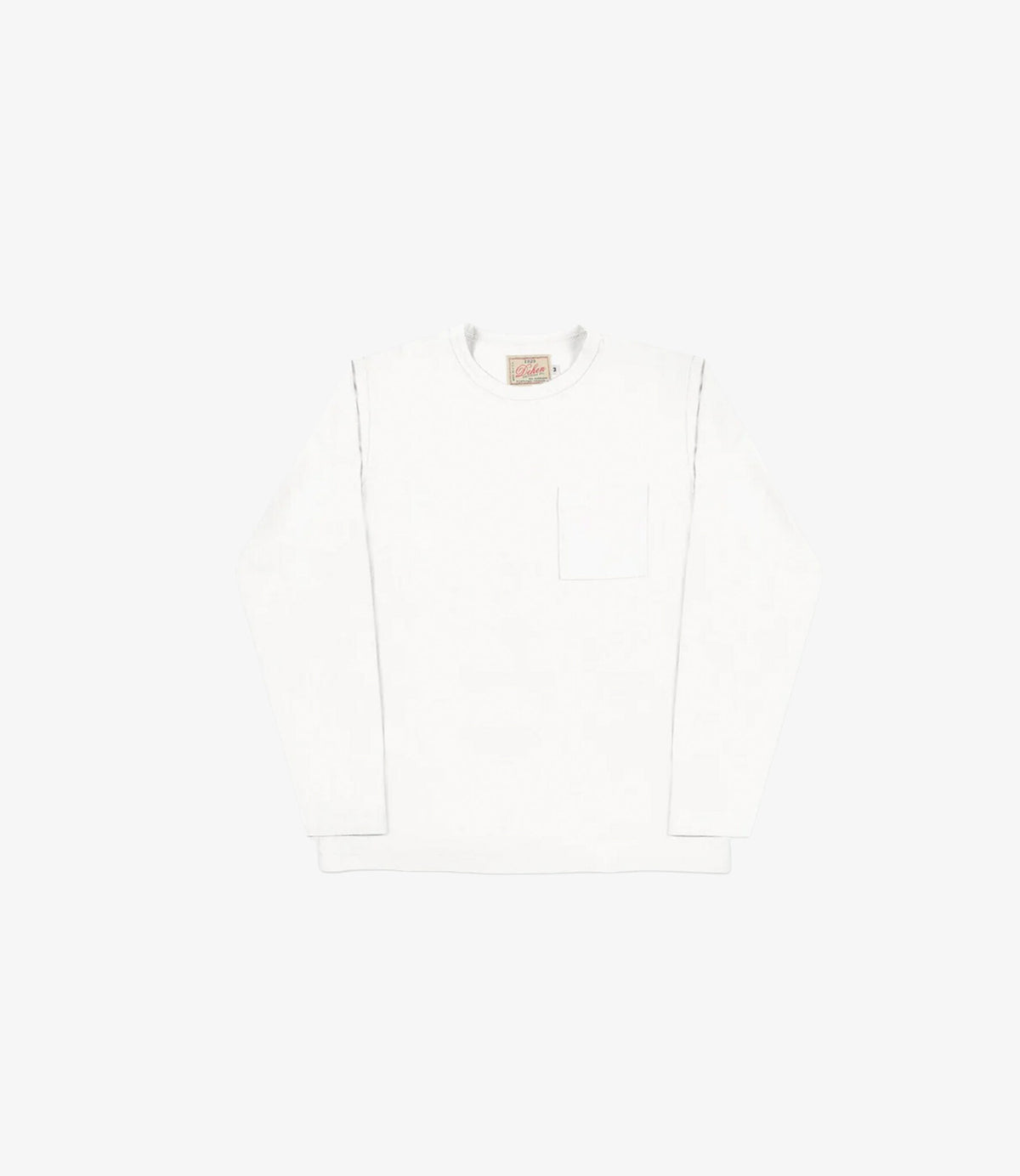 Heavy Duty Long Sleeve Tee Single Pocket - White