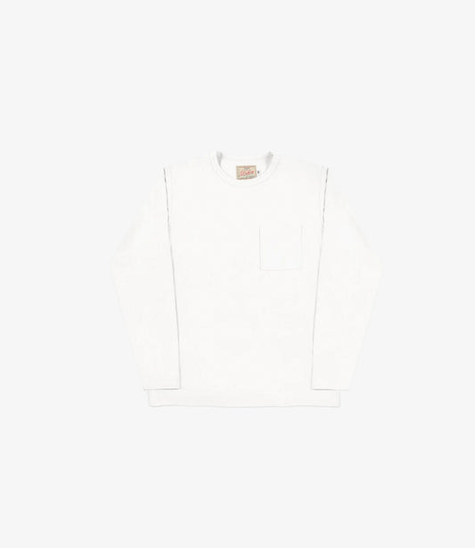 Heavy Duty Long Sleeve Tee Single Pocket - White