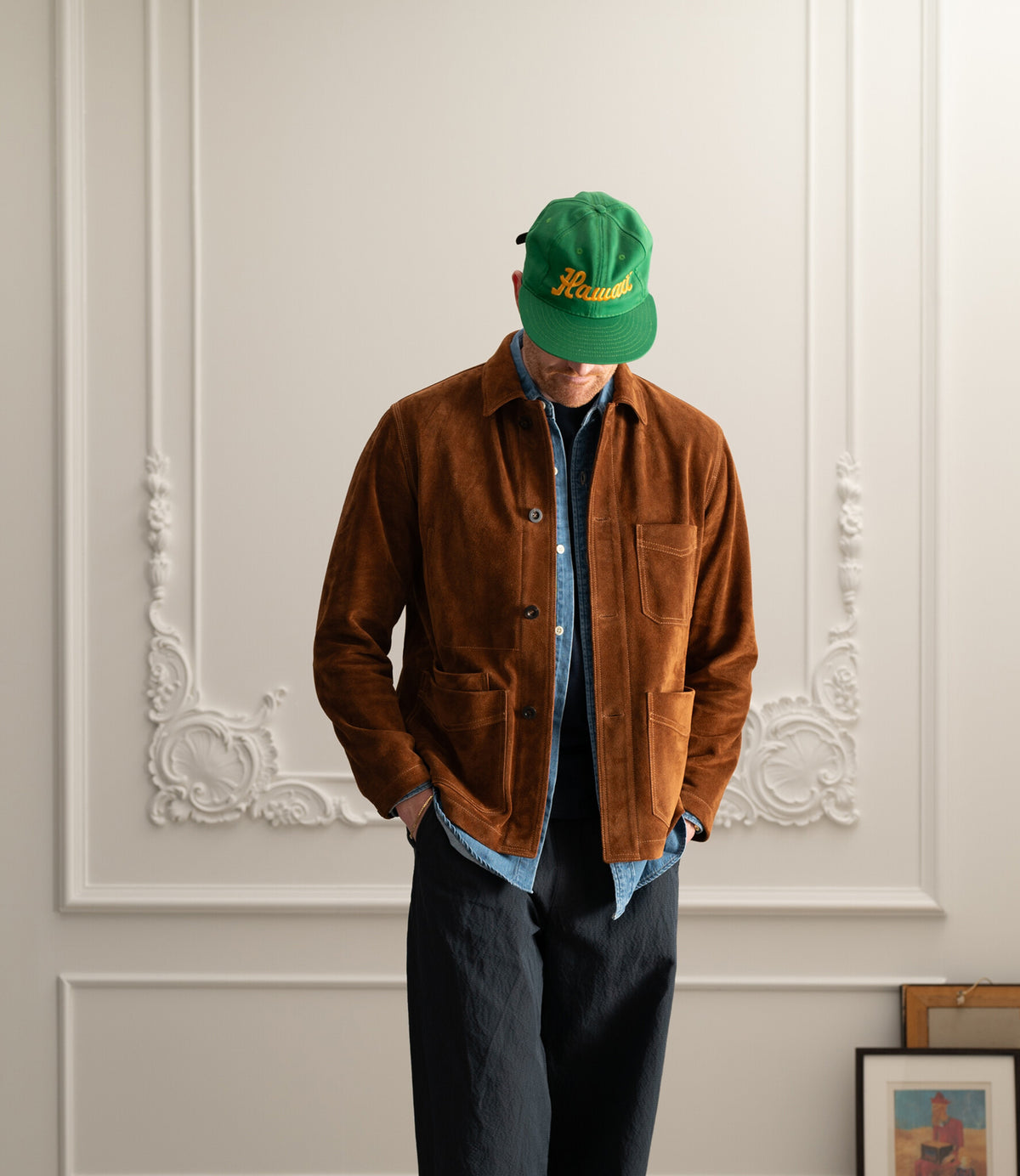 Heavyweight Suede Five-Pocket Chore Jacket - Rust