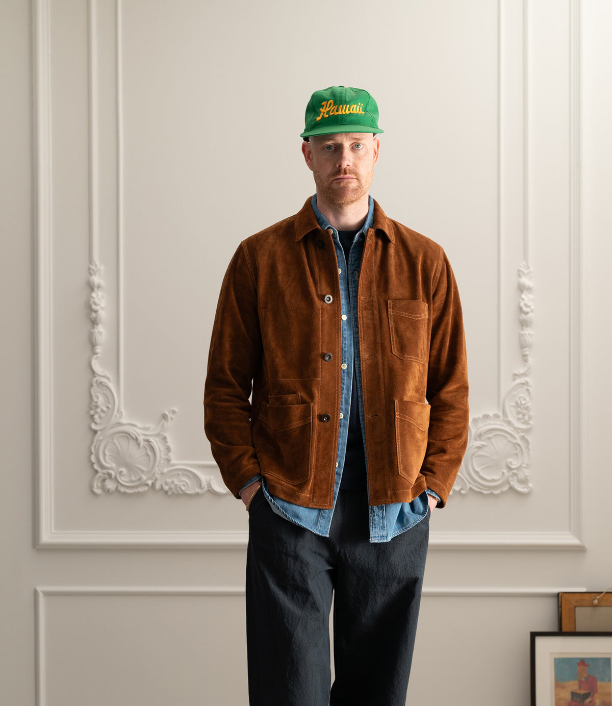 Heavyweight Suede Five-Pocket Chore Jacket - Rust