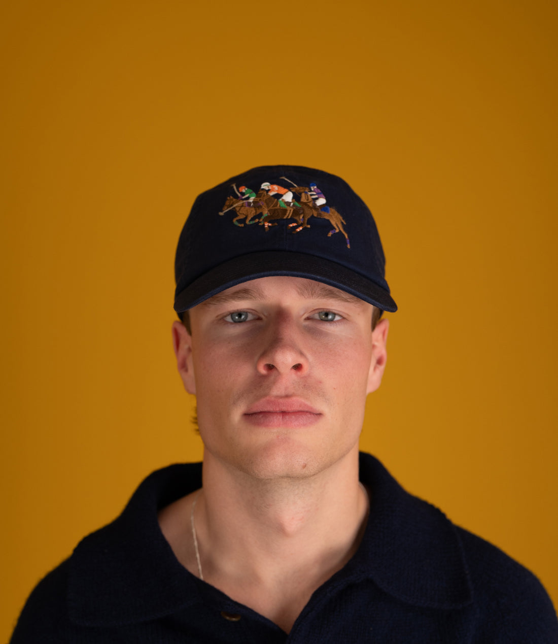 Woven cap polo horses - Navy
