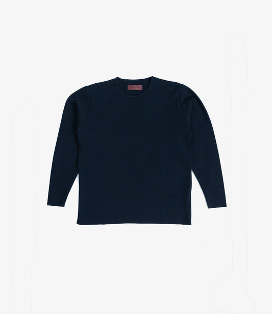 Longsleeve 100% merino milano rip - Deep Navy