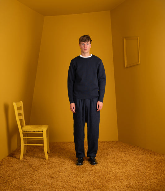 Longsleeve 100% merino milano rip - Deep Navy